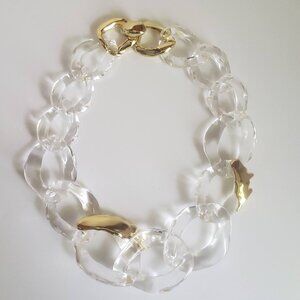Alexis Bittar Clear Lucite Molten X Large Link Necklace